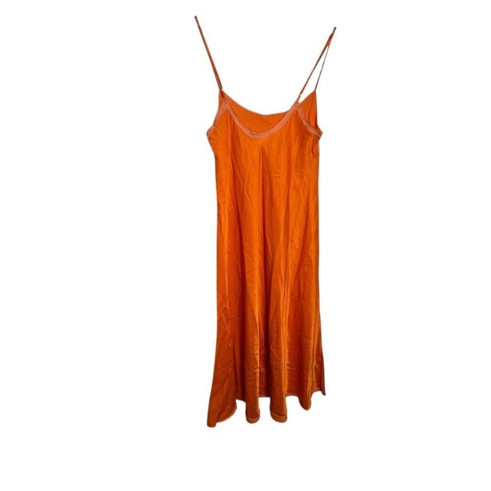 Brazeau Tricot Woman slip dress orange size 0 XS silk blend spaghetti straps - Picture 4 of 11